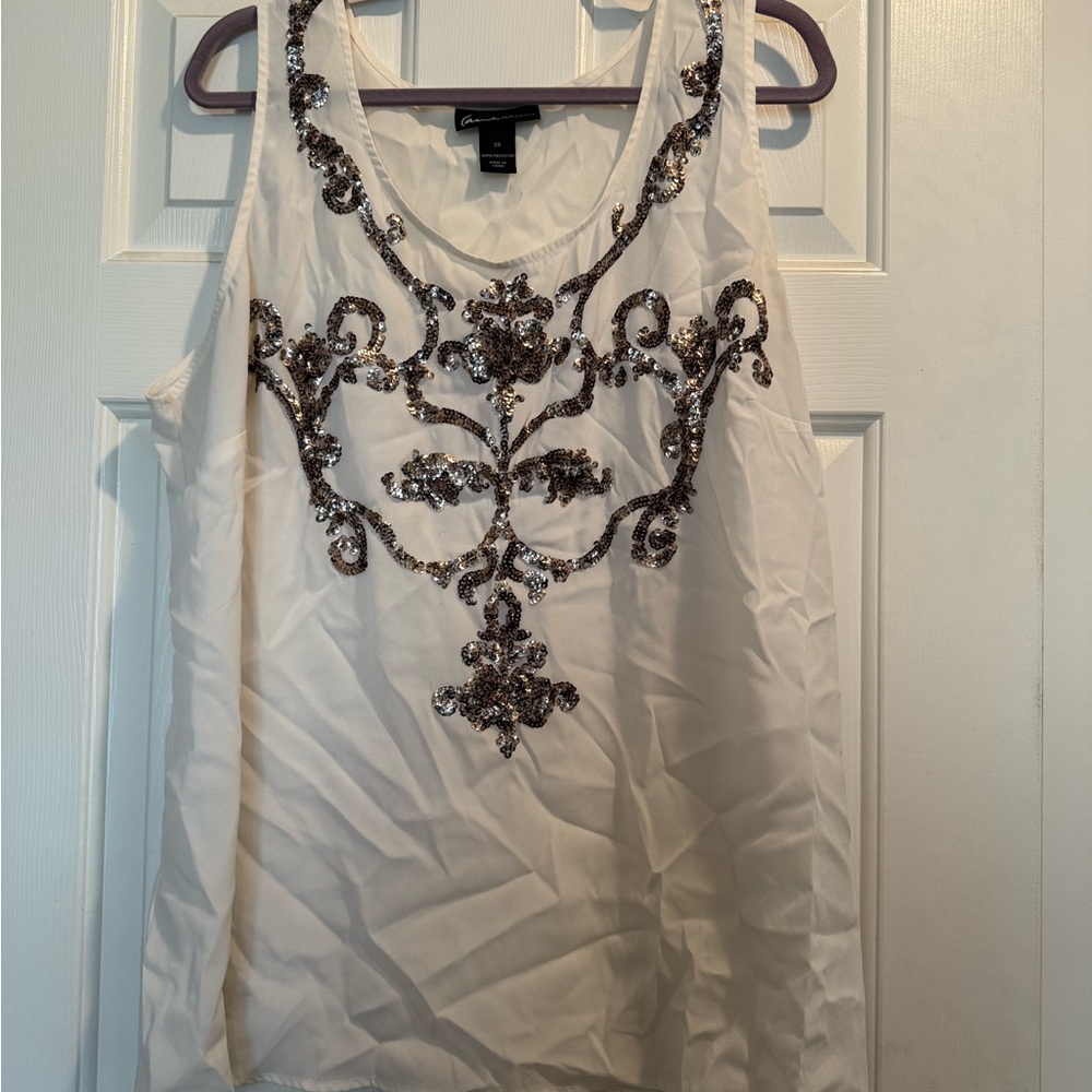 Embellished Lane Bryant Cream Tank Top